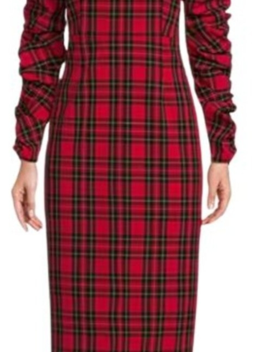 Antonio Melani Elena Plaid Puff Sleeve Midi Dress